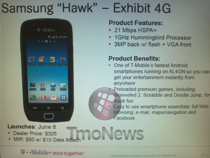 Samsung Exhibit 4G is slapped with a June 8th launch with T-Mobile according to leak