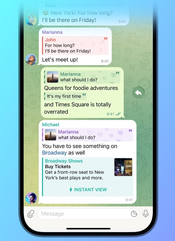 Customizable link previews - Telegram update adds reply and link previews improvements