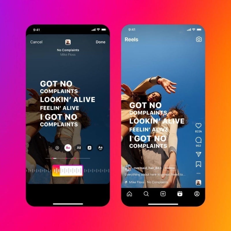 Song lyrics on Instagram Reels (Sour - Instagram) - Instagram now rolling out option to add song lyrics to your Reels