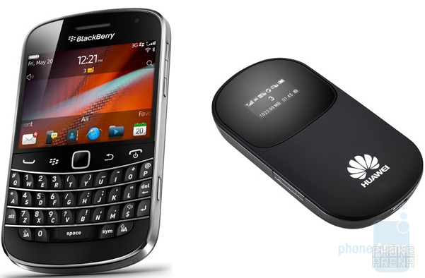 The BlackBerry Bold Touch (L) and the Huawei "Wayne" hotspot are two of the many devices that T-Mobile will be launching in the second half of this year  - T-Mobile's road map is leaked: Android and Tablets and BlackBerry, oh my