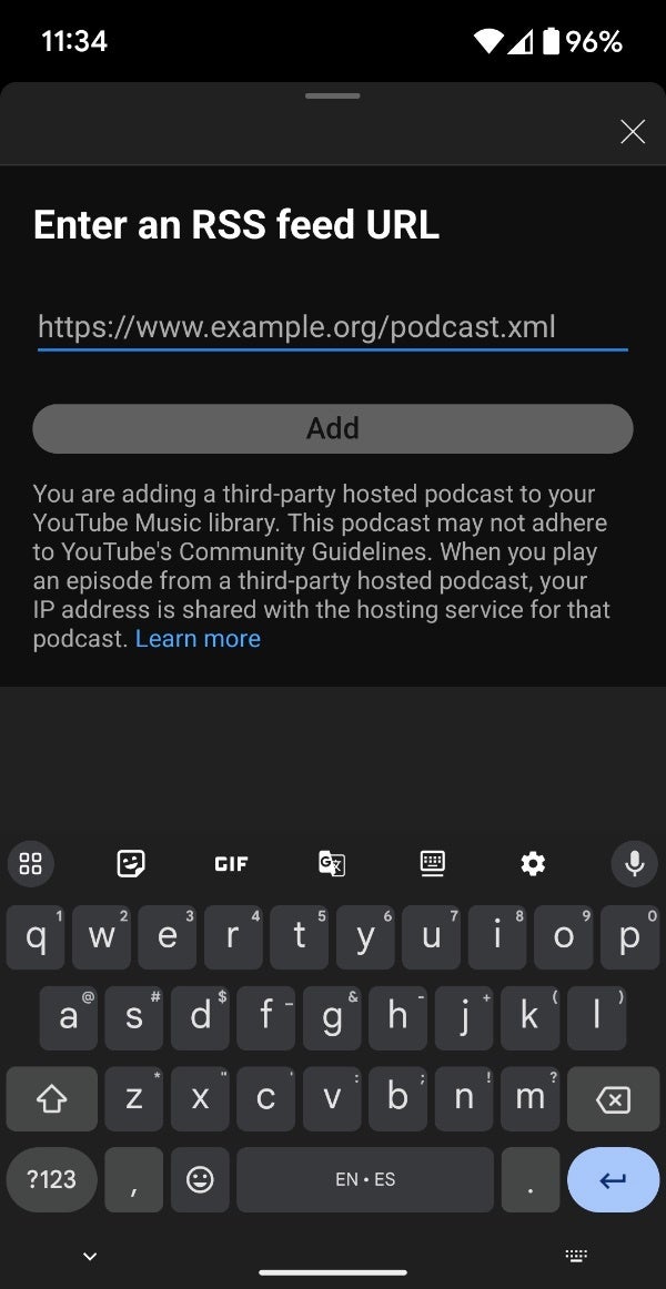 You can now manually add your podcasts via RSS on YouTube Music