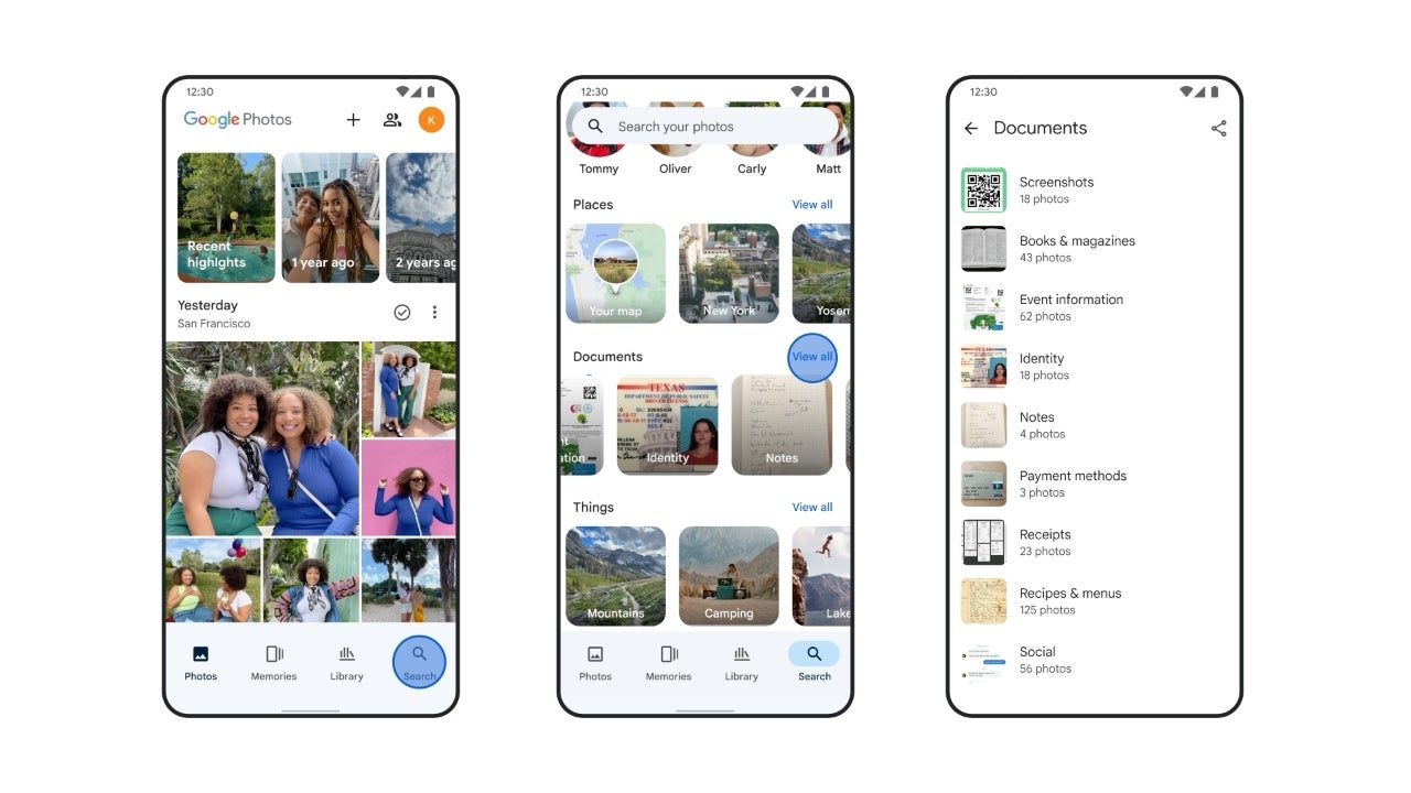 Google Photos document organization | Source - Google - Google Photos rolls out new AI-powered features to help you organize your photo library