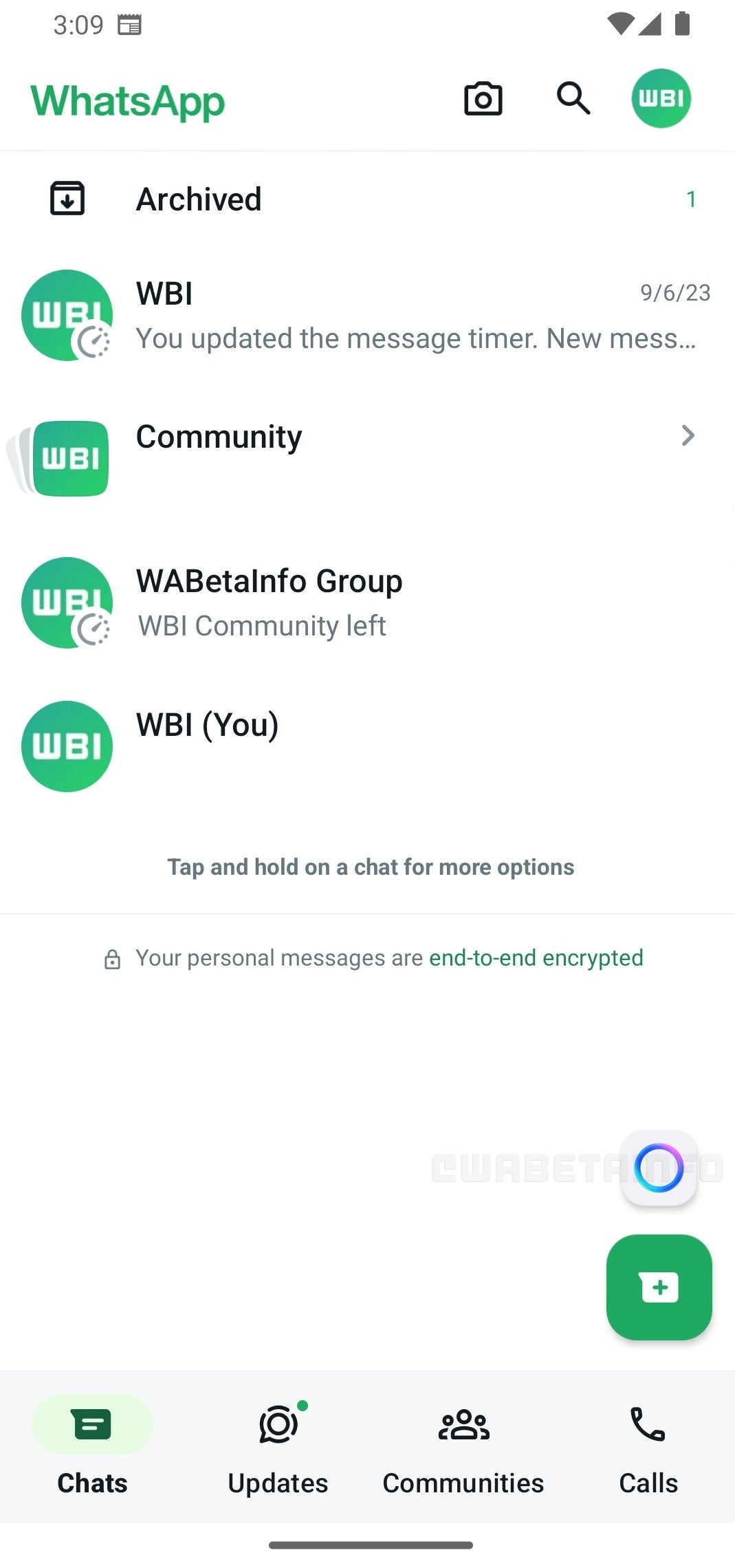 Crédito da imagem – WABetaInfo – O WhatsApp está testando um atalho para bate-papos instantâneos com tecnologia de IA