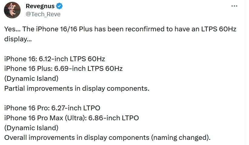 Tipster publie les spécifications d'affichage de la gamme iPhone 16 - Tipster révèle les changements à venir sur les écrans iPhone 16 Pro et 16 Pro Max l'année prochaine