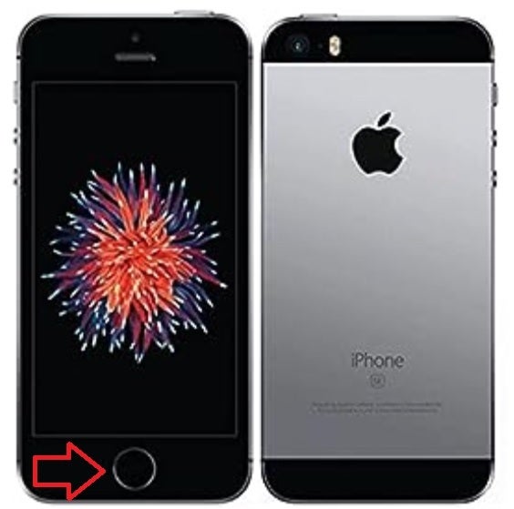 A seta mostra o Touch ID no iPhone SE de primeira geração – o suposto movimento da Apple significa o fim do Touch ID no iPhone como o conhecemos