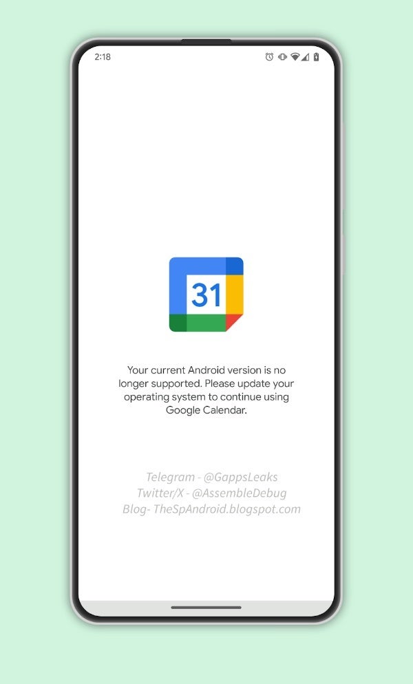 Source - TheSpAndroid - Google Calendar will soon drop support for devices running Android Nougat 7.1 and below