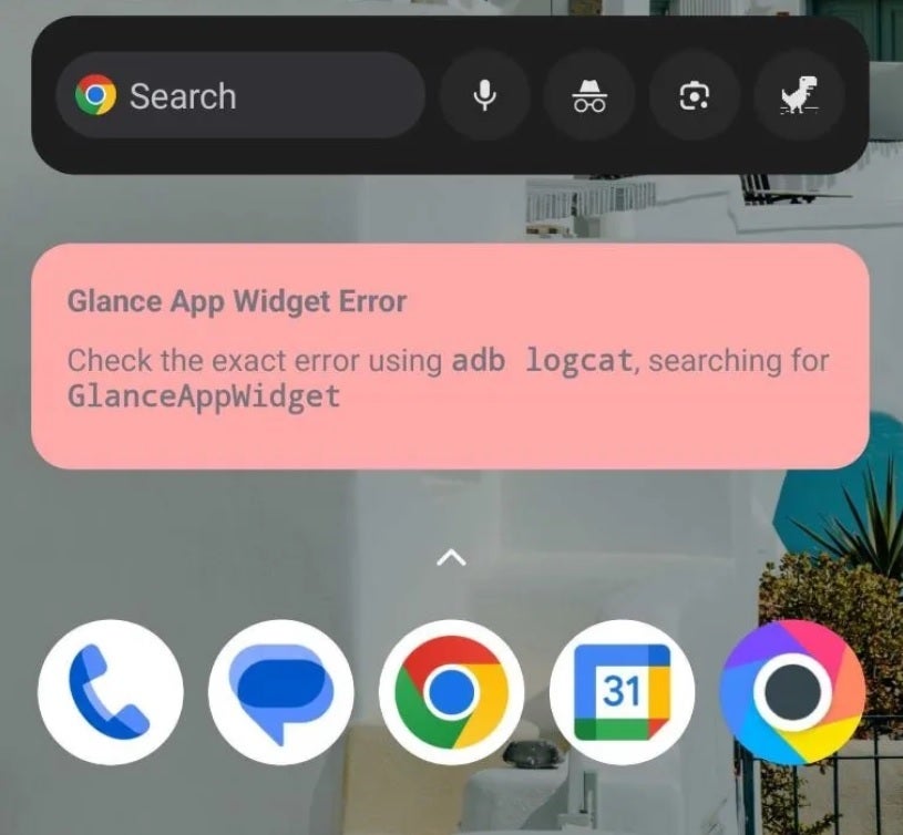 A captura de tela mostra o que acontece com muitos usuários do Android que tentam instalar o widget Assistant At a Glance.  Crédito da imagem-Android Central - Widget Assistant At a Glance travando em vários telefones Android