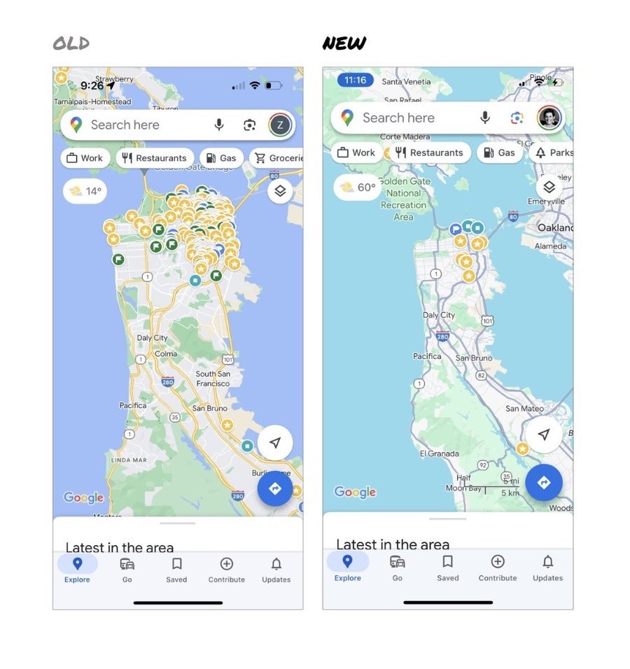 Fonte - @elizlaraki no X - a nova e confusa paleta de cores do Google Maps chegou ao Android Auto