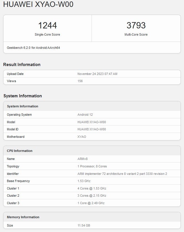 Geekbench test for Huawei's Mate PadPro 11 included a mystery Kirin chipset - Chipset powering the refreshed Huawei MatePro Pad 11" tablet might not be a mystery after all