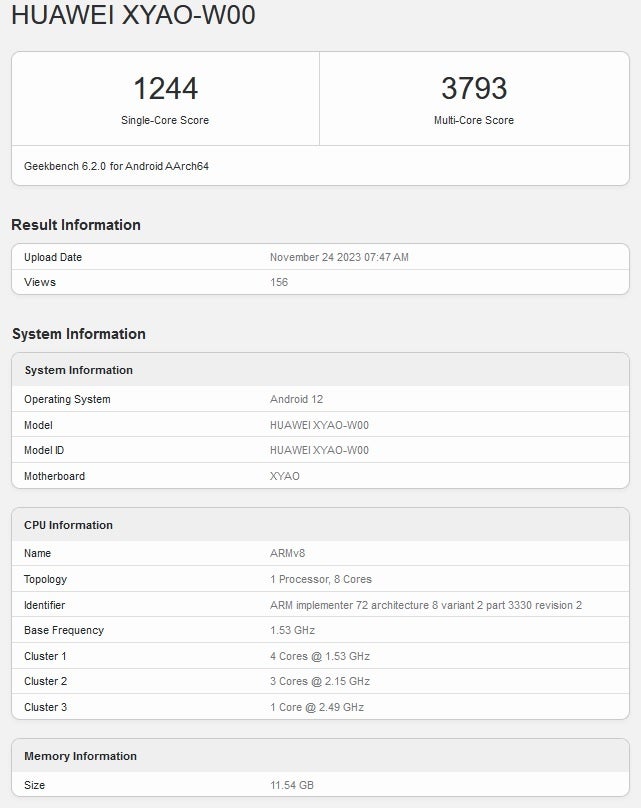 Geekbench test for Huawei's Mate PadPro 11 included a mystery Kirin chipset - Chipset powering the refreshed Huawei MatePad Pro 11" tablet might not be a mystery after all