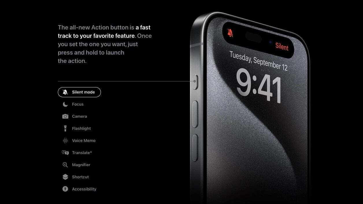 The iPhone 15 Pro models&#039; Action button is expected to have a new design and be included on all four iPhone 16 models - Report says that a redesigned Action button is coming to all four iPhone 16 models
