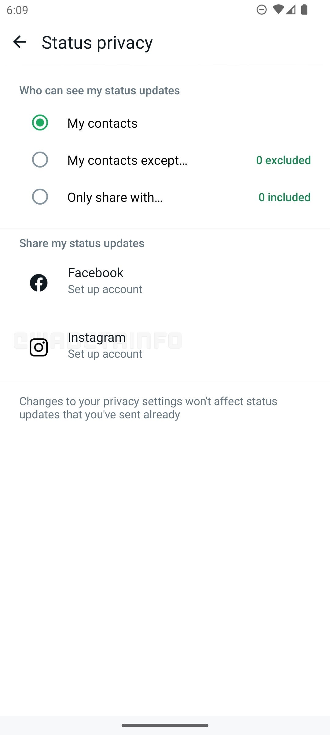 Crédito de imagem – WABetaInfo - WhatsApp para integração com Instagram, permitindo aos usuários compartilhar atualizações de status