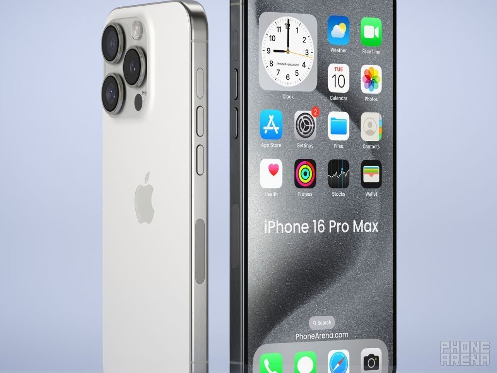 Crédito da imagem – PhoneArena – Confira nossas renderizações mostrando a transformação dos botões do iPhone 16