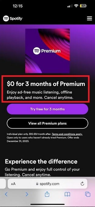 Spotify oferece aos novos assinantes um teste gratuito de três meses de seu serviço Premium – Spotify derruba grande boato;  ainda não permitirá compras no aplicativo por meio da App Store