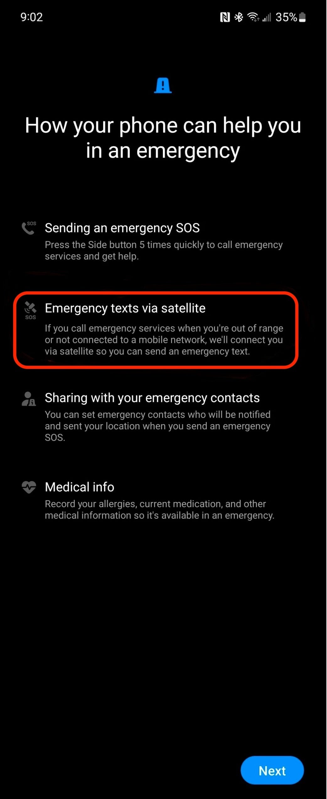 Satellite connectivity on the Galaxy S24 now almost 100% sure (screenshot)