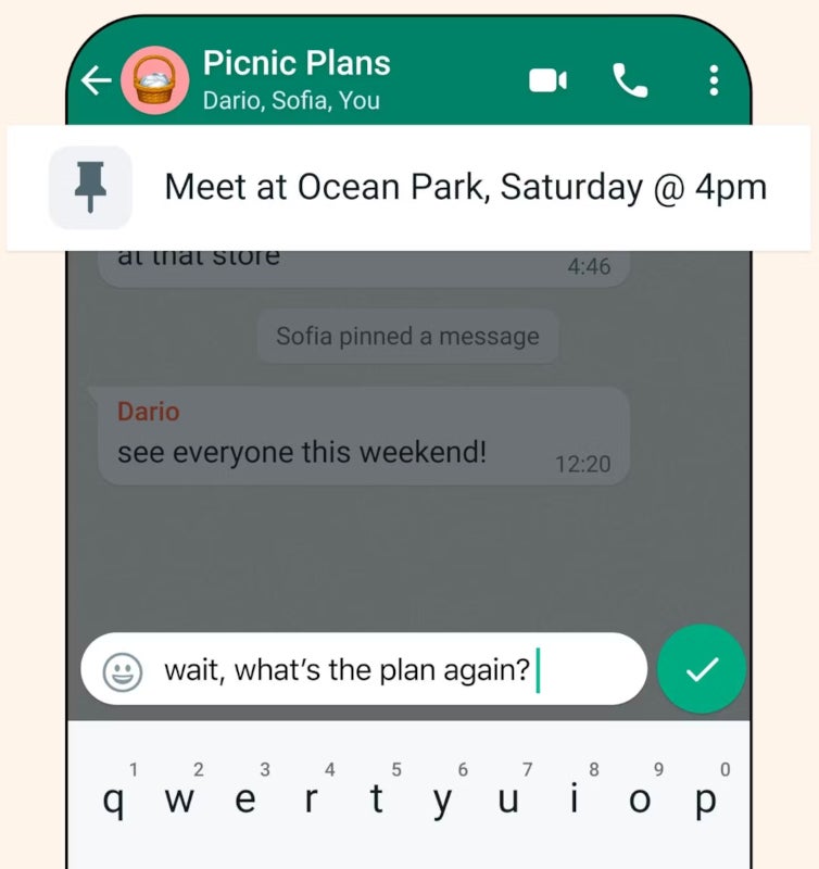 WhatsApp starts rolling out the ability to pin messages