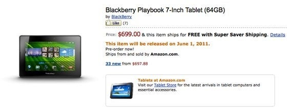 Amazon is finally set to start selling the PlayBook on June 1st; pre-orders available now