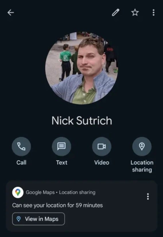 Trouvez l'emplacement de vos amis et de votre famille dans l'application Google Contacts.  Crédit image-Android Central – L'application Google Contacts peut vous guider vers l'emplacement d'amis et de membres de votre famille