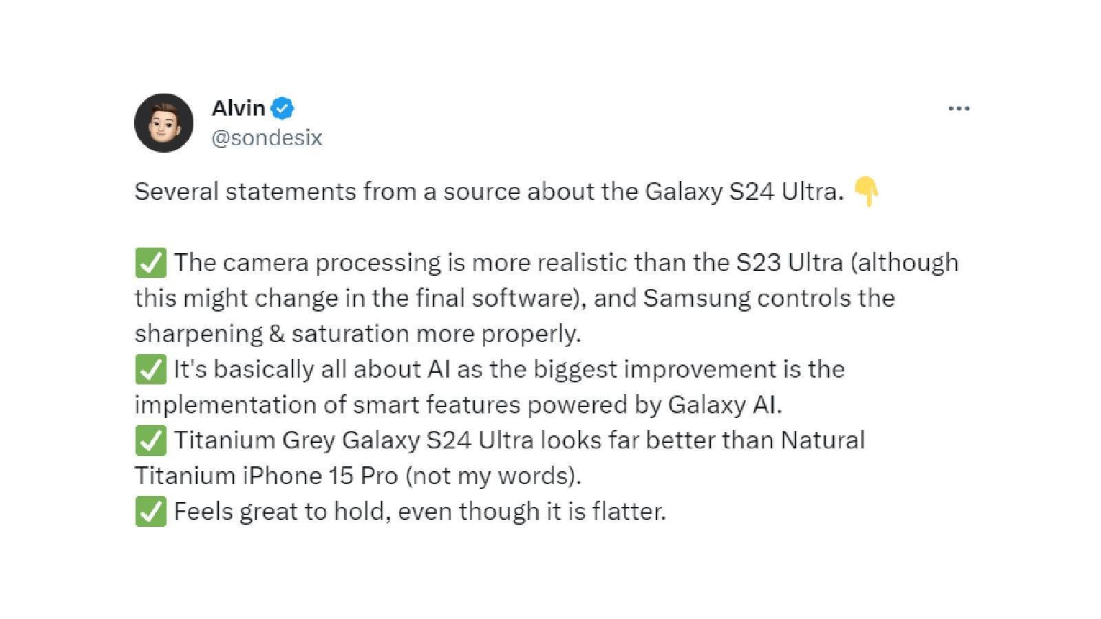 Yeni Galaxy S24 Ultra sızıntısı, bunun Samsung'un yıllardır yaptığı en büyük yükseltme olduğunu gösteriyor
