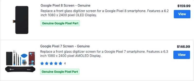 Fonte - iFixIt - As peças de reparo do Google Pixel 8 e 8 Pro custarão mais do que seus antecessores