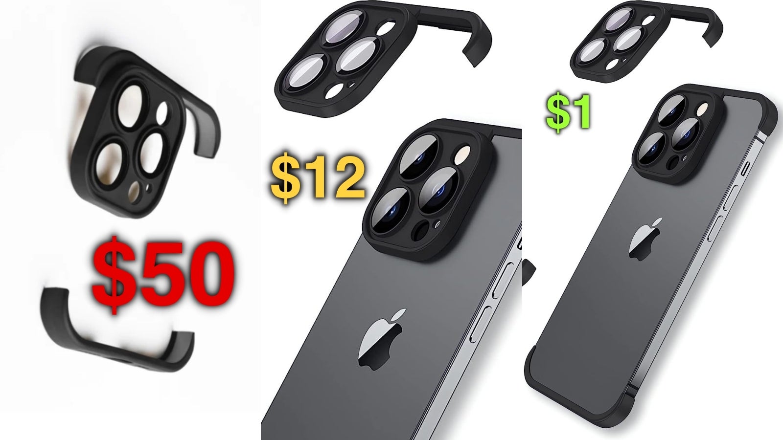 The price of the same bumper case for iPhone 15 Pro on Bamplio’s website (left), Amazon US (centre), and AliExpress. - Hundreds of people fall for this iPhone case scam: Stop overpaying for iPhone accessories