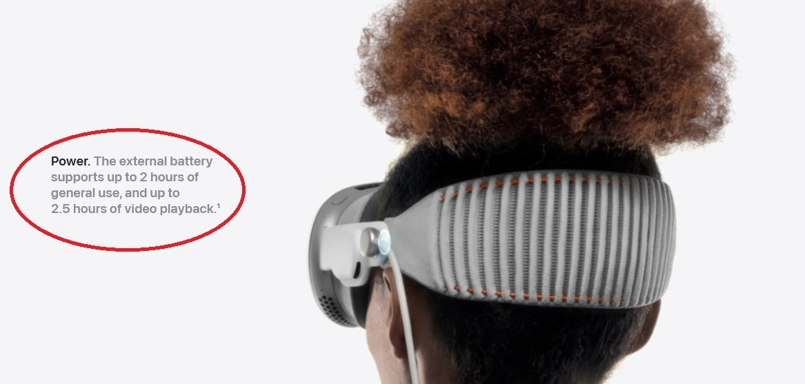 Apple updated the battery information on the Vision Pro website - Apple reveals the results of Vision Pro battery tests