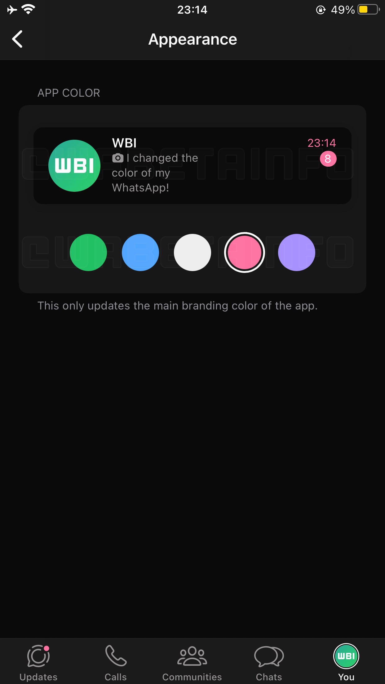 Soon, you’ll be able to paint your WhatsApp any color you like, so long it’s green, blue, white, pink or purple