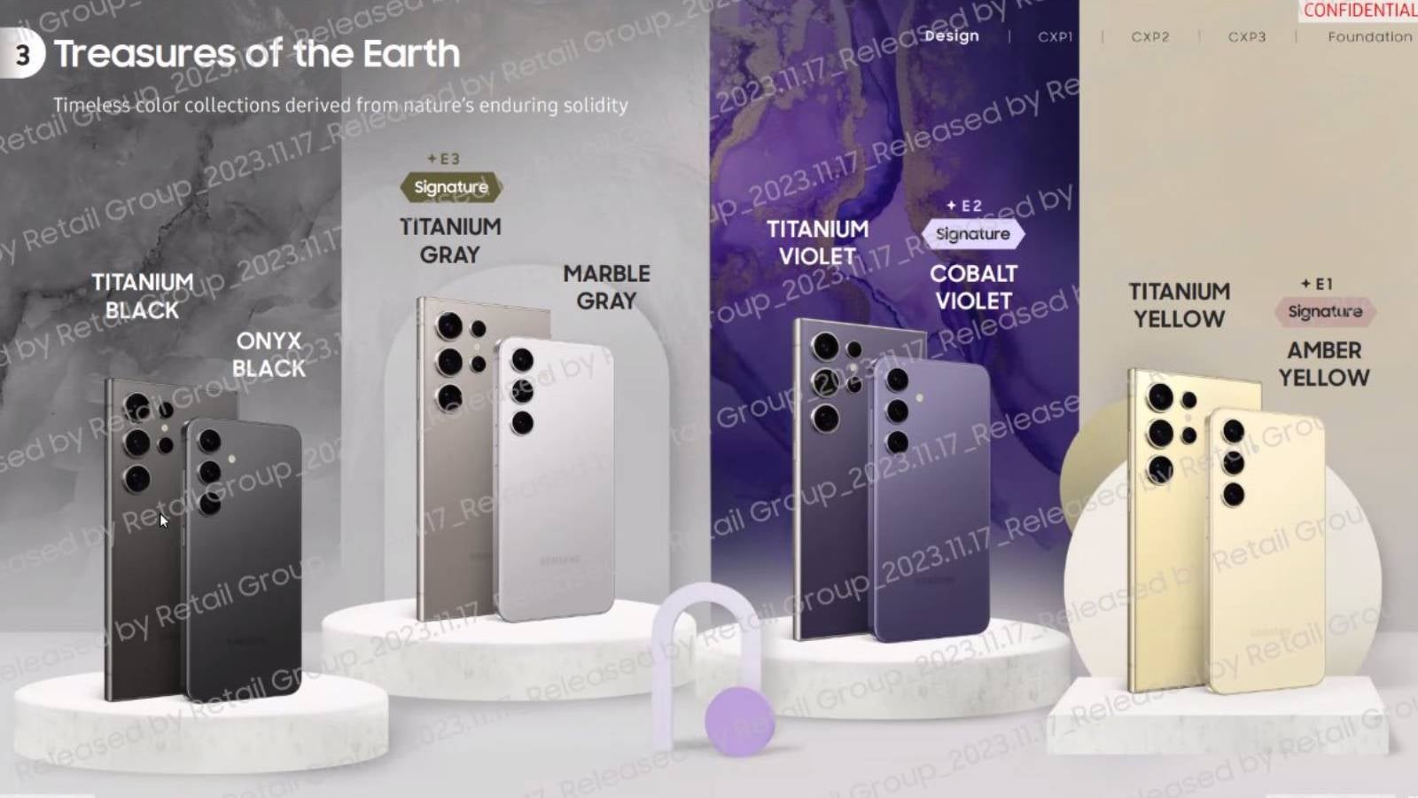 The Galaxy S24 series will be available in muted shades - Guy posts secret Galaxy S24 slides Samsung showed to employees during a Zoom meeting