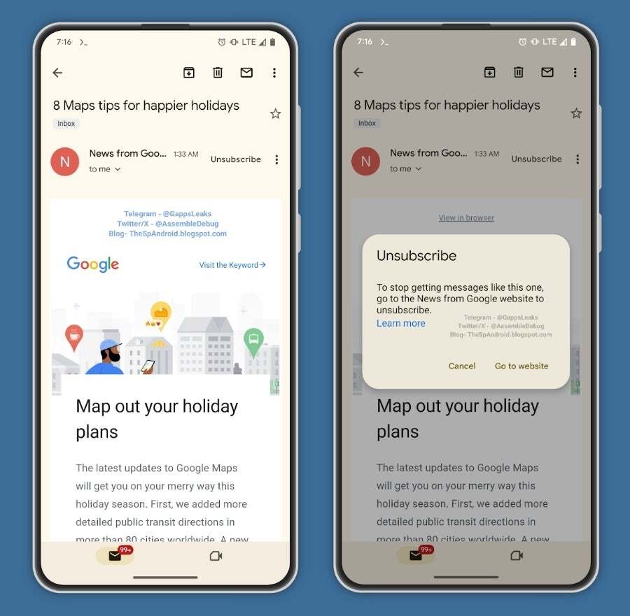 Image Credit–TheSpAndroid - Gmail&#039;s unsubscribe button finally arrives on Android