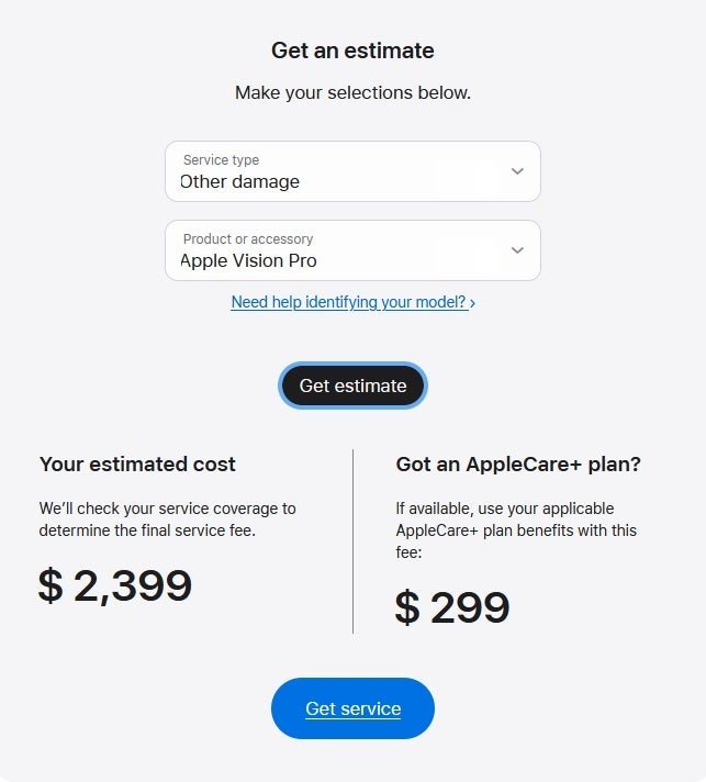 Anda memiliki waktu hingga 60 hari setelah membeli Vision Pro untuk menambahkan layanan AppleCare+ - Tanpa AppleCare+, Anda dapat menghabiskan hampir $2.400 untuk memperbaiki Vision Pro Anda