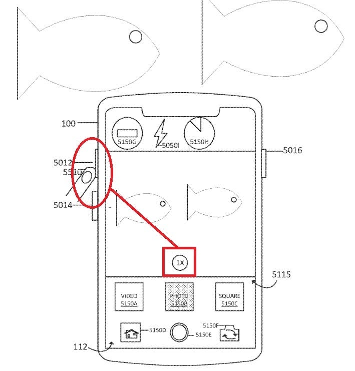 A ilustração da patente mostra como, em um iPhone subaquático, a câmera pode aumentar o zoom usando o botão de volume - Patente concedida à Apple na semana passada sugere que um iPhone à prova d'água está em desenvolvimento
