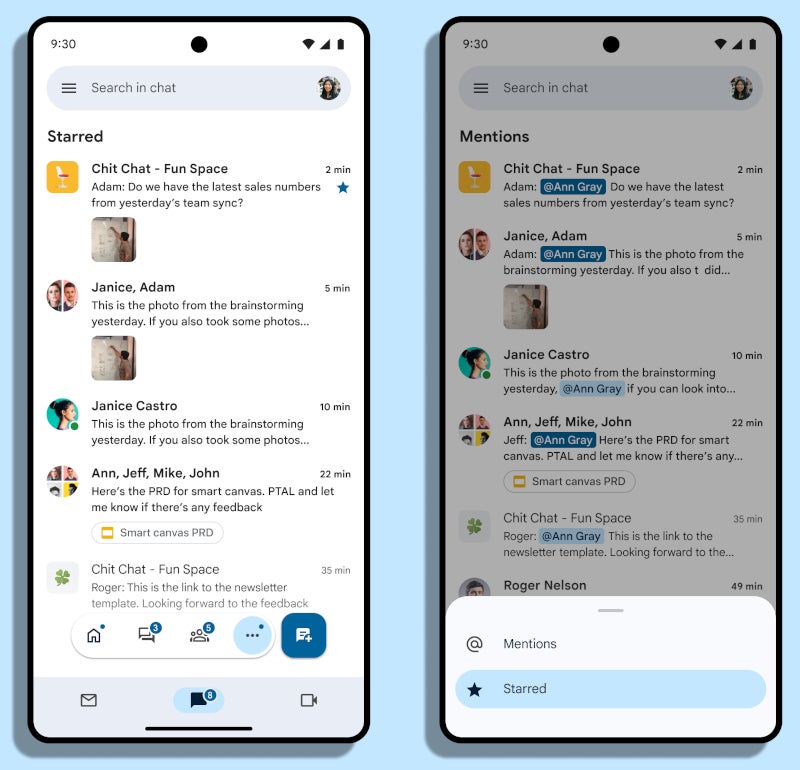 Google Chat brings star messages to iOS and Android platforms