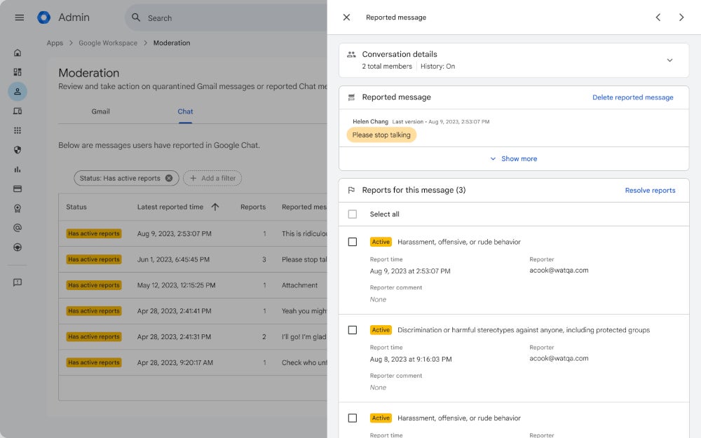 Google Chat is getting a new moderation tool