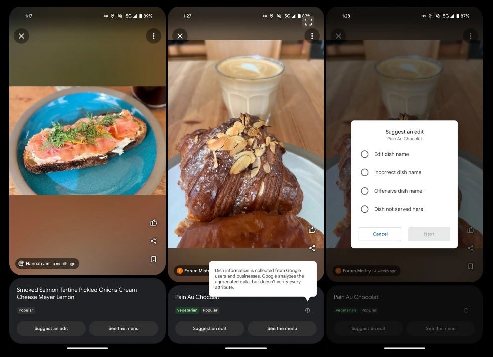 Google Maps users will be able to suggest an edit - Google Maps will now give you more information about restaurant dishes found in the app