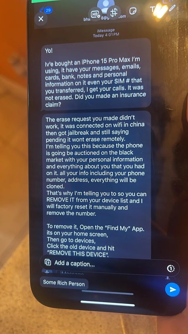After getting his iPhone stolen, the thief sends the victim a text asking him to disable the Find My app. DON'T DO IT! - Thief steals iPhone and texts the victim trying to trick him into disabling the Find My app