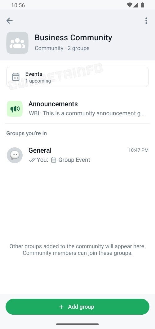 Les communautés WhatsApp testent une organisation d'événements plus simplifiée avec des événements à venir épinglés automatiquement