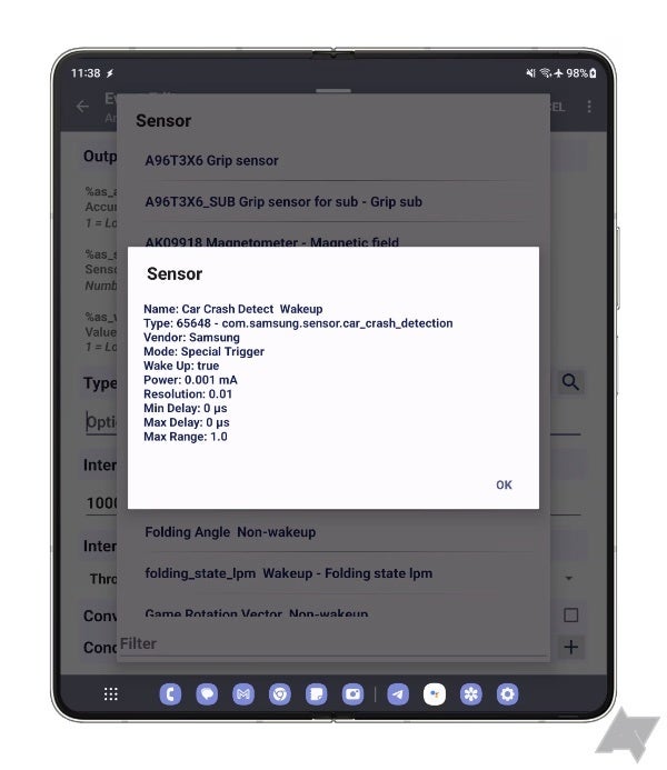 Samsung Galaxy car crash detection