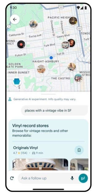 Utiliser l'IA dans Google Maps pour trouver des lieux à l'ambiance vintage à San Francisco - Certains utilisateurs américains de Google Maps testeront la refonte de l'IA des applications à partir de cette semaine