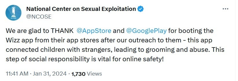 Wizz app, popular with teens, is removed from the App Store and Play Store