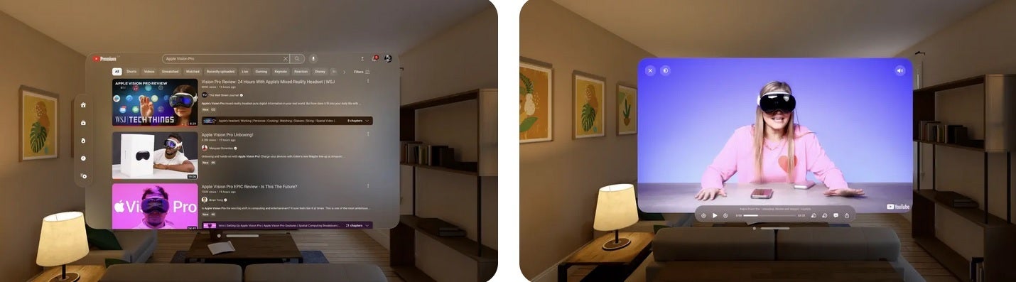 The third-party Juno app for Vision Pro allows users to stream YouTube videos - Google makes a 180-degree change and now plans on making a YouTube app for Vision Pro