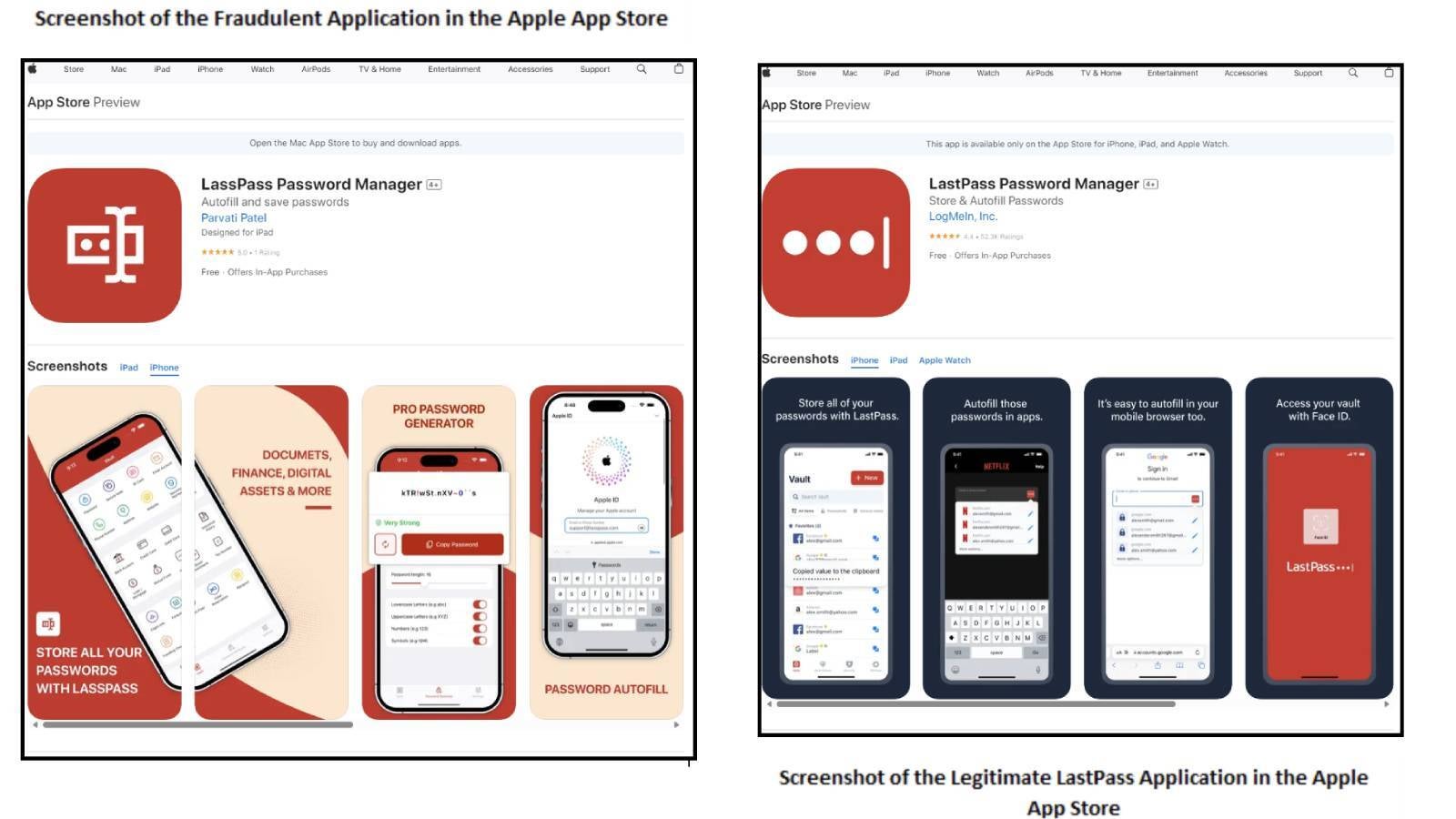 Apple takes a long time to remove fake app posing as a popular password manager