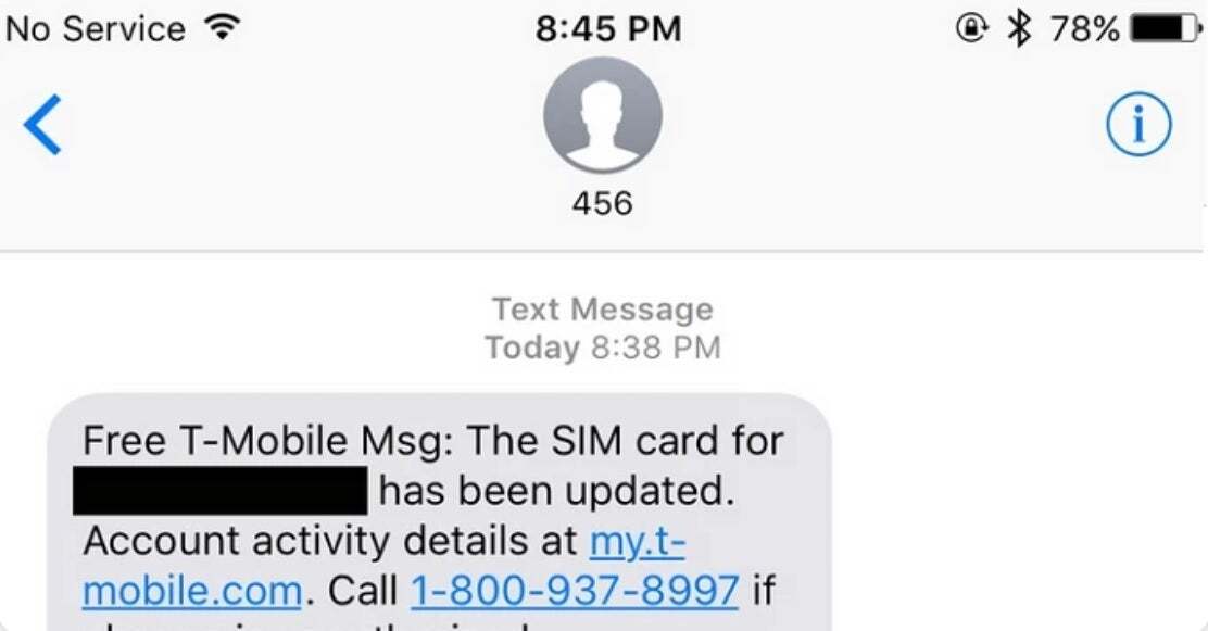 Se você receber uma mensagem como esta, mas não solicitou um novo cartão SIM, ligue para sua operadora imediatamente - o assinante da T-Mobile escapa por pouco da fraude de troca de SIM