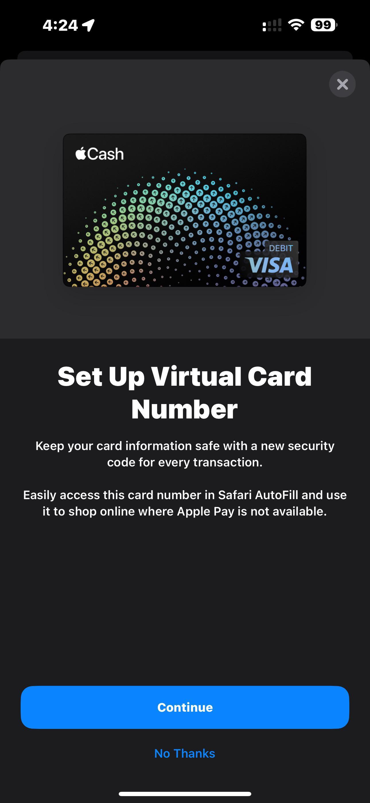 Crédito de imagem – simpledsp/Reddit – Apple Cash adiciona suporte a cartão virtual no iOS 17.4 beta