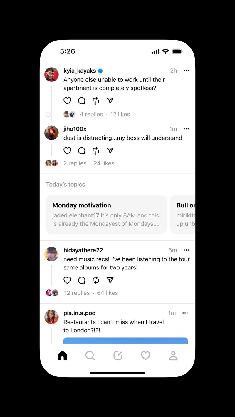 How the Trending feature looks in the For You feed (Image Credit–Threads)