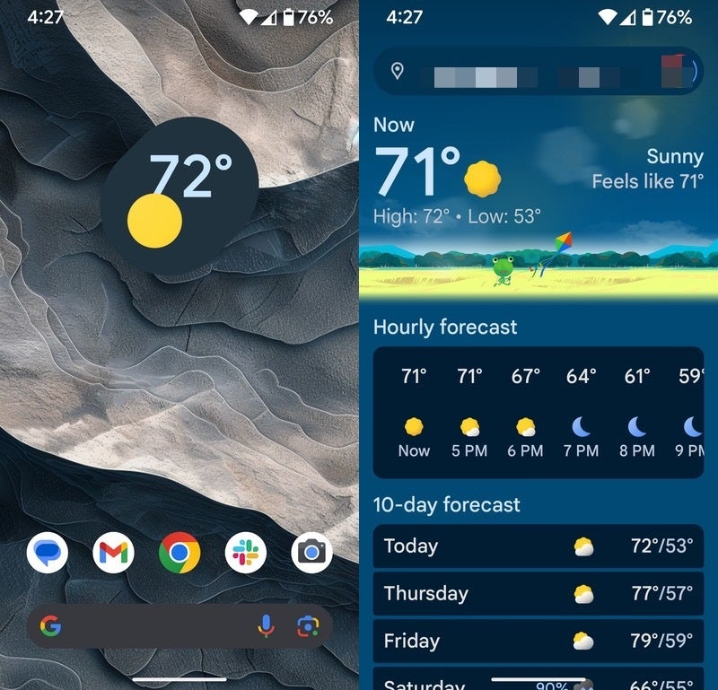 Os ícones do widget Weather do Google estão sendo atualizados