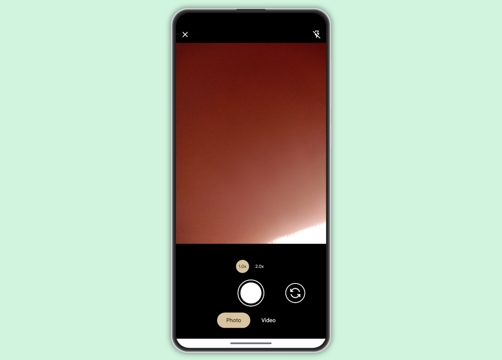 Here's how the built-in camera interface looks right now without any camera effects (Image Credit–TheSpAndroid) - Google Messages hidden clues hint at new features, including camera effects