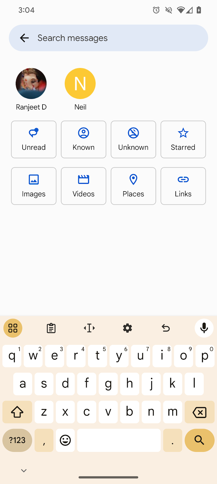 When you tap the search icon, your top contacts are visible (Image Credit–TheSpAndroid)