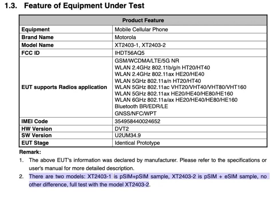 Certification for the Motorola Edge 50 Pro - Motorola Edge 50 Pro surfaces on various certification sites