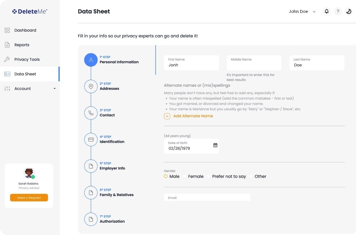DeleteMe dashboard - How to remove your address from the Internet