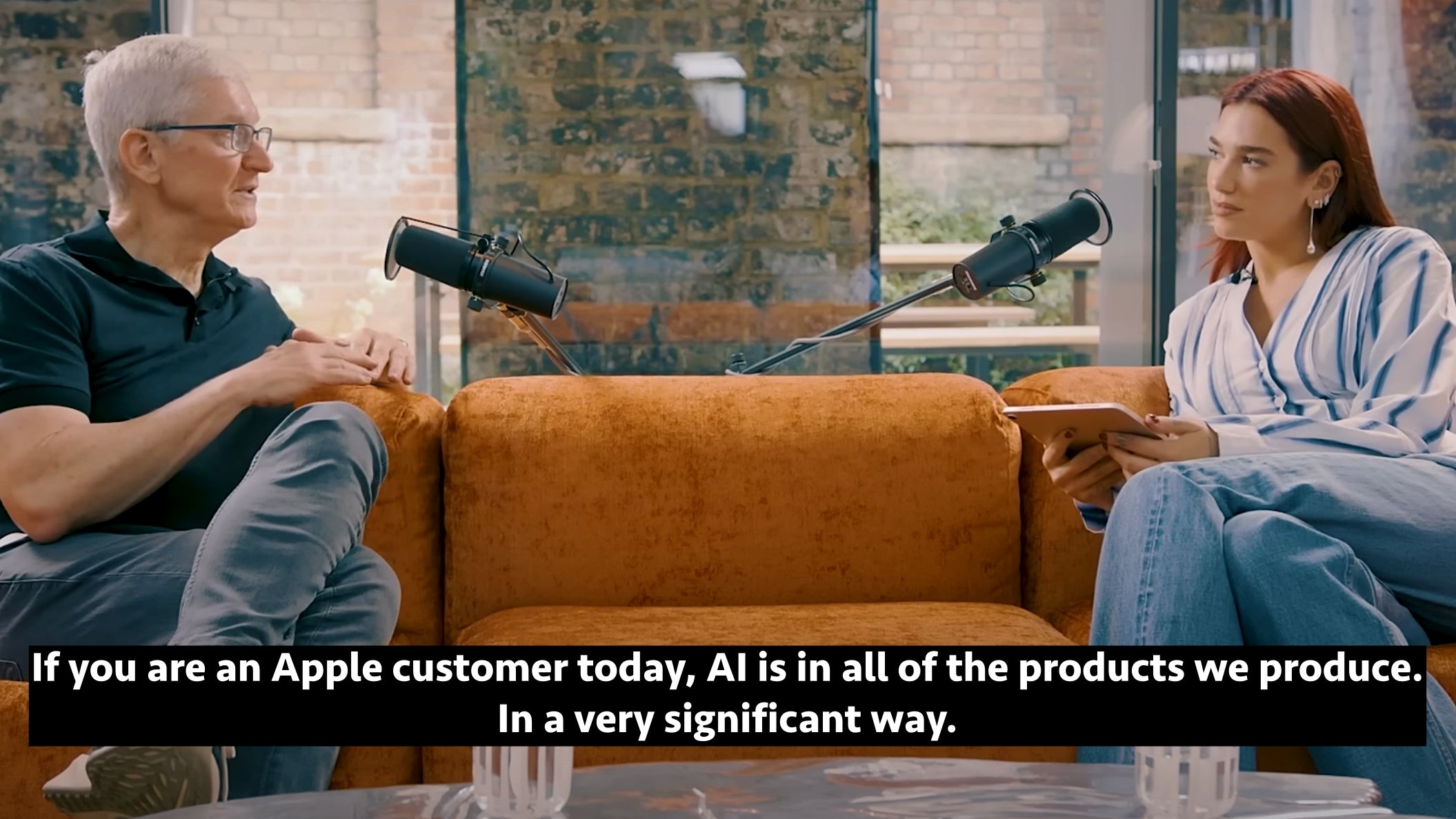 To hear Tim Cook&amp;nbsp;and (from all the people in the world) Dua Lipa talk about AI, jump to minute 27 of their interview (available on YouTube). - iPhone 16, Galaxy S24, Pixel 9: Your &quot;boring&quot; phones will feel new again - all thanks to AI!